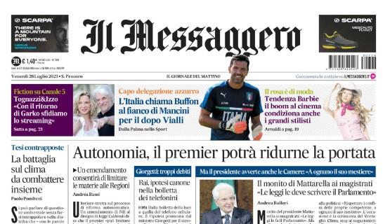 Il Messaggero in apertura: "L'Italia chiama Buffon al fianco di Mancini per il dopo Vialli"