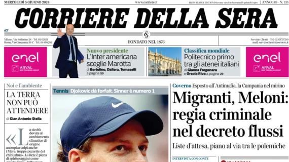 Corriere della Sera: "L'Inter americana sceglie Marotta come presidente"