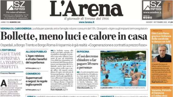 L'Arena in apertura: "Kallon, un lampo ad Empoli e punto pesante per l'Hellas"