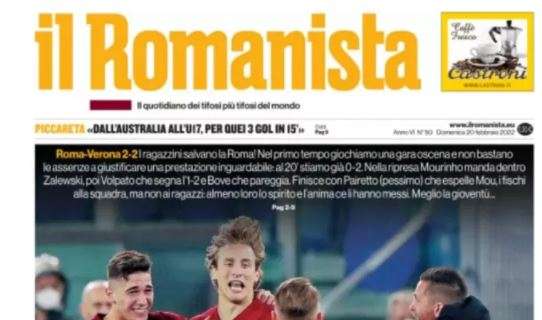 Roma salvata dai giovani Volpato e Bove, Il Romanista: "Benedetta Primavera"