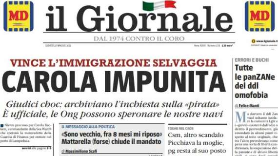 L'apertura de Il Giornale: "Orgoglio Juventus in Coppa Italia. Piegata l'Atalanta"