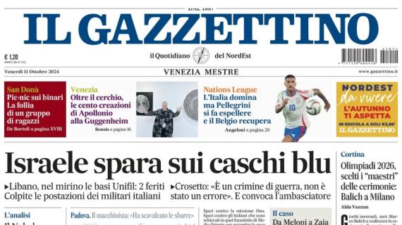 Il Gazzettino Veneto sull'Italia: “Domina, ma Pellegrini si fa espellere e il Belgio recupera"