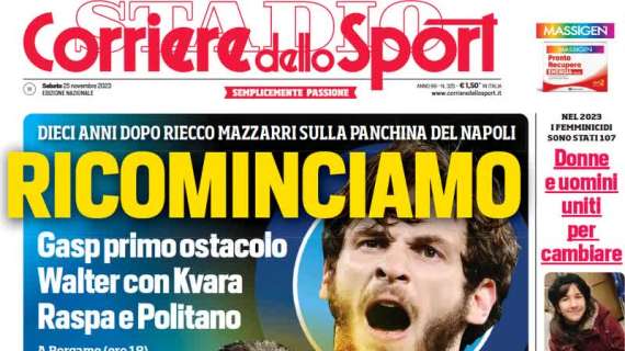 Il Corriere dello Sport apre sul ritorno in panchina di Mazzarri: "Ricominciamo"