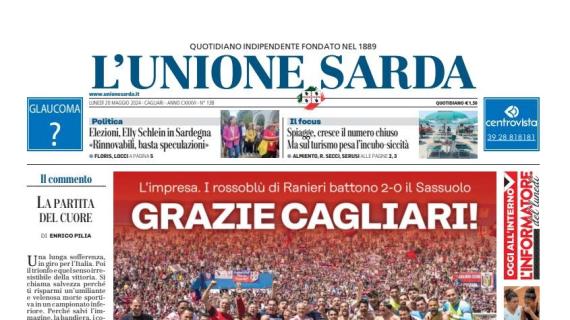 L'Unione Sarda titola stamattina: "Grazie Cagliari, la Sardegna resta in Serie A"