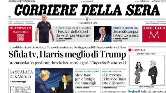 Il Corriere della Sera apre con l'intervista a Capello: "Rafael Leao deve crescere"