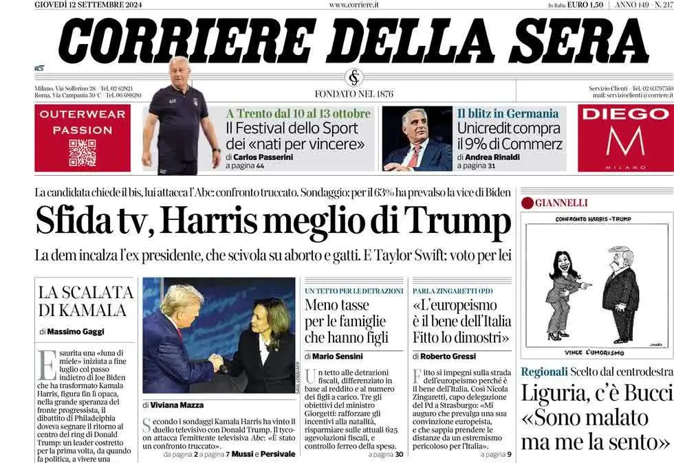 Il Corriere della Sera apre con l'intervista a Capello: "Rafael Leao deve crescere"