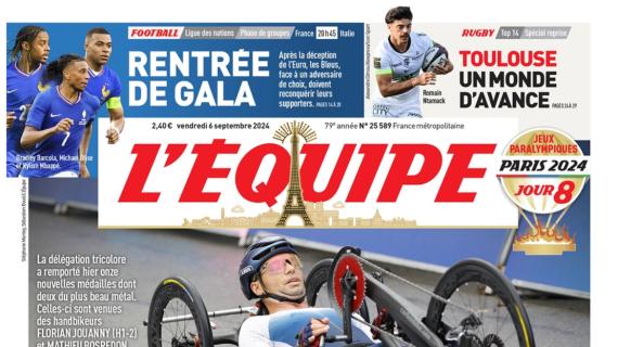 L'Equipe sulla partita a Parigi tra Francia e Italia: "Ricevimento di Gala"