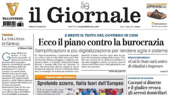 Il Giornale: "Sprofondo azzurro, Italia fuori dall'Europeo. Più vivai, meno stranieri"