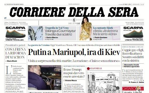 L'apertura del Corriere della Sera: "Festa Juve a San Siro. Inter alla nona sconfitta"