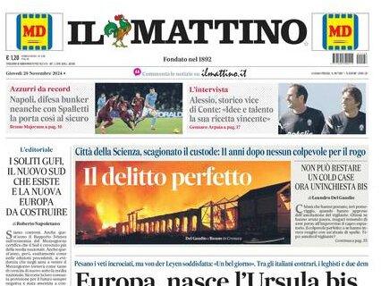 L'apertura di oggi de Il Mattino: "Napoli, difesa bunker: neanche con Spalletti"