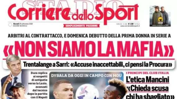 Il Corriere dello Sport apre con la replica di Trentalange a Sarri: "Non siamo la mafia"