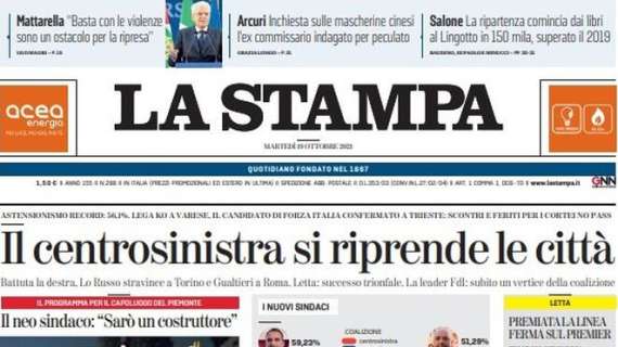L’apertura de La Stampa su Inter e Milan impegnate in Champions League: “Milano al bivio”