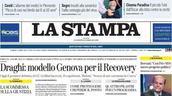 L'apertura odierna de La Stampa sulla discontinuità della Juventus: "L'altalena"