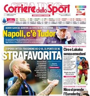 L'Inter torna in vetta, la prima pagina del Corriere dello Sport apre così: "Strafavorita"