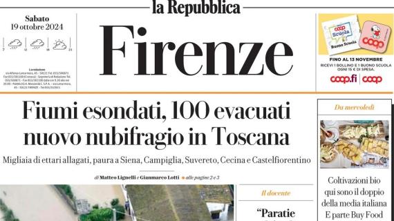 La prima pagina de La Repubblica (Firenze): "Beltran, Sottil e c. C'è posta per voi pensando al Lecce"