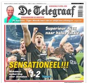 L'apertura del Telegraaf sull'Ajax: "Sensazionali!"