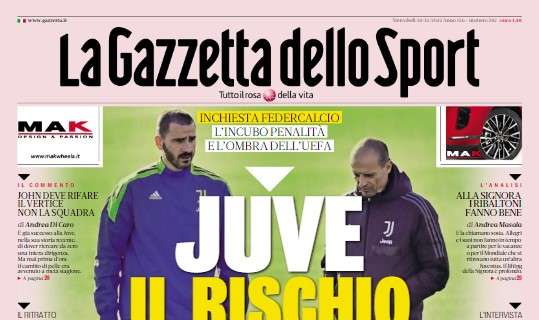 La Gazzetta dello Sport apre sulla possibile penalità alla Juve: "Il rischio c'è"