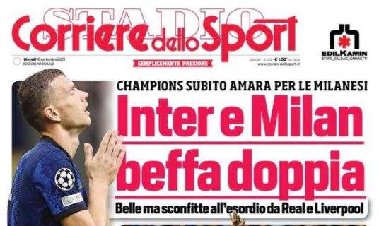 L'apertura del Corriere dello Sport: "Inter e Milan, beffa doppia"