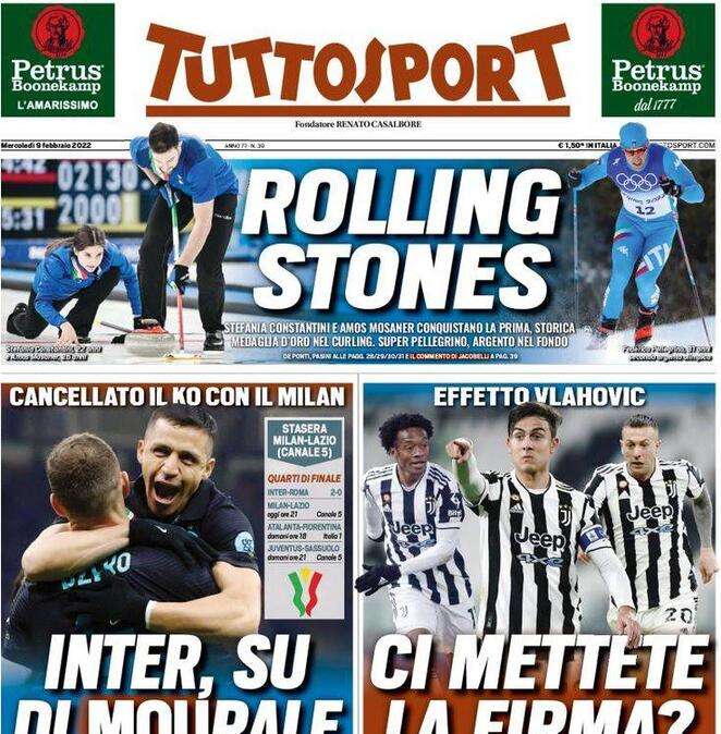 Tuttosport in apertura sull'effetto Coppa Italia: "Inter, su di Mourale"