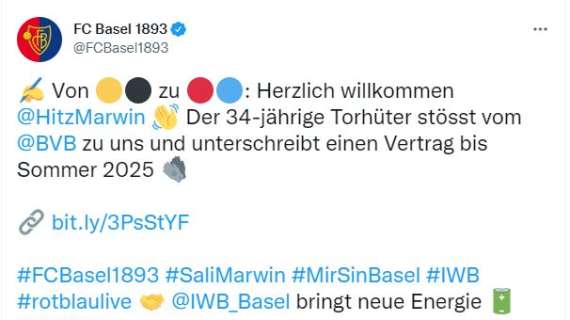 UFFICIALE: Basilea, dal Borussia Dortmund arriva il portiere Marwin Hitz