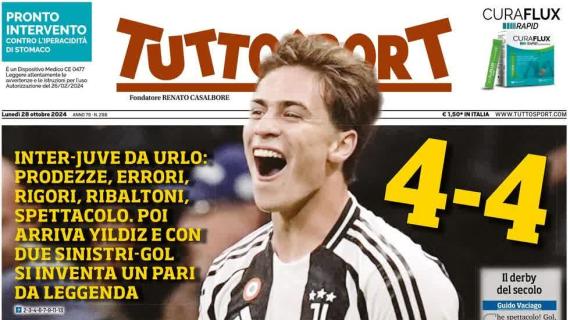 Yildiz salva la Juve nel Derby d'Italia. Tuttosport in prima pagina: "Mamma il turco"