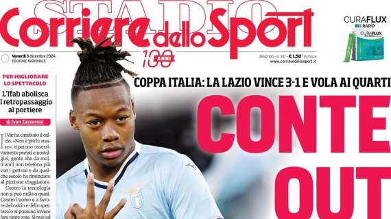 La prima pagina del Corriere dello Sport oggi sulla Coppa Italia: "Conte out"