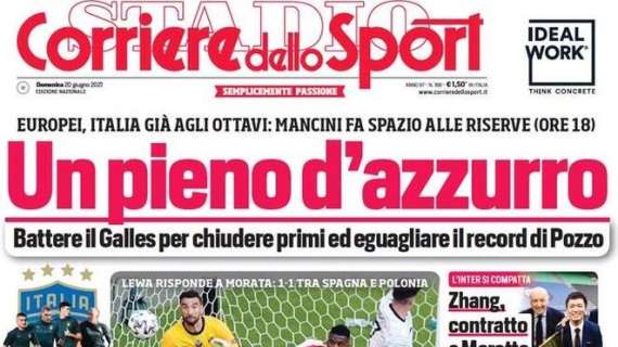 L'apertura del Corriere dello Sport verso Italia-Galles di oggi: "Un pieno d'azzurro"