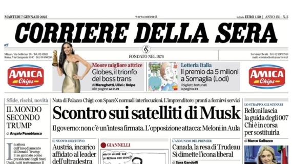 Corriere della Sera in prima pagina: "Una rimonta incredibile: la Supercoppa al Milan"