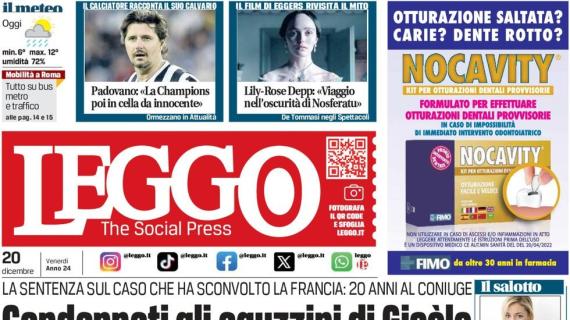 Leggo in prima pagina su Padovano: "La Champions, poi in cella da innocente"