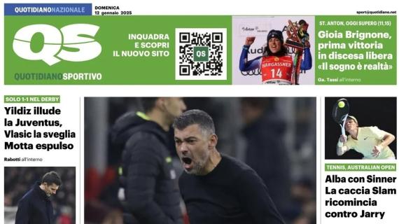 "Una rabbia del Diavolo": la prima pagina del Quotidiano Sportivo sulla frenata del Milan