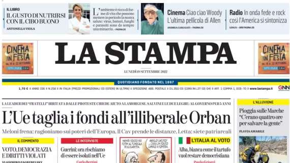 La Stampa in prima pagina: "Sbandata Juve a Monza, Allegri contestato"