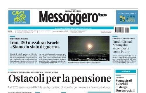 L'apertura di oggi de Il Messaggero Veneto: "Gotti racconta la sua Udinese"