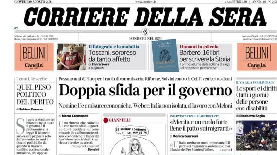 Il Corriere della Sera apre sul mercato: "Il Napoli accoglie Lukaku, Milan su Abraham"