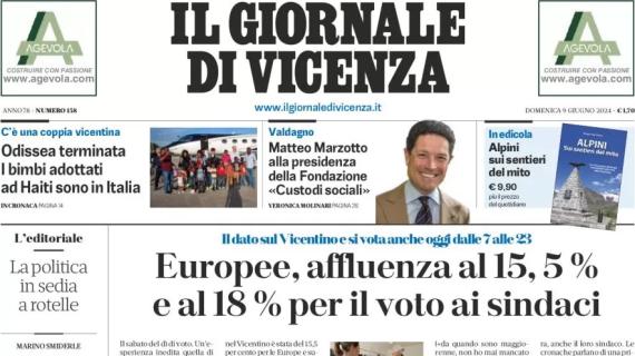 La prima pagina de Il Giornale di Vicenza esorta la città: "Tutti con il Vicenza"