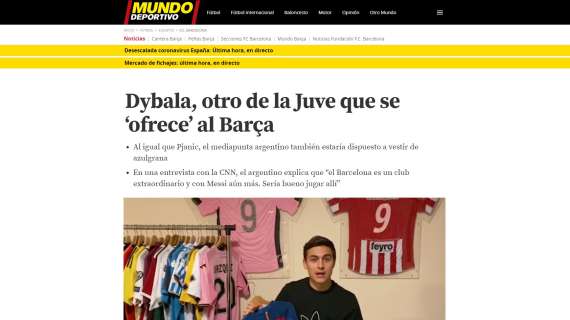 Mundo Deportivo: "Anche Dybala si offre al Barça". Ma i tifosi non impazziscono per la Joya