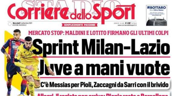Corriere dello Sport in apertura: "Sprint Milan-Lazio. Juve a mani vuote"