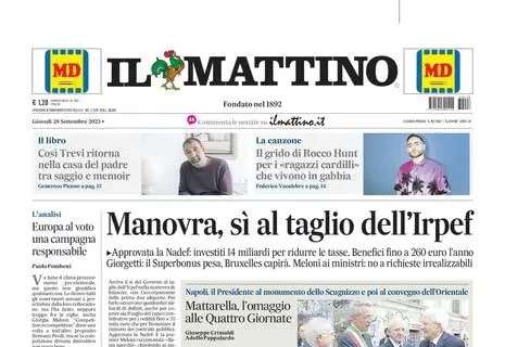 Il Napoli ritrova i tre punti, Osimhen e Kvara. L'apertura de Il Mattino: "Certe notti"