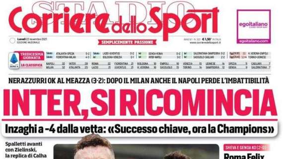 L'apertura del Corriere dello Sport: "Inter, si ricomincia"