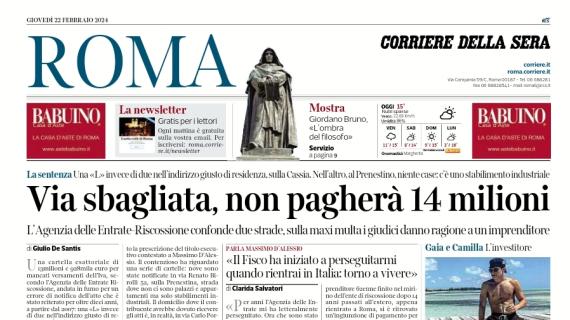 Il Corriere di Roma: "De Rossi, Olimpico sold out. Sarri a Torino senza Zaccagni"