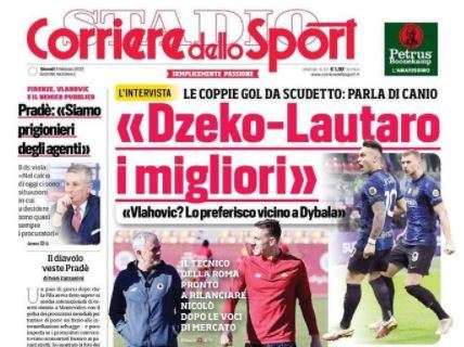 L'apertura del Corriere dello Sport: "Dzeko-Lautaro, i migliori", parola di Di Canio
