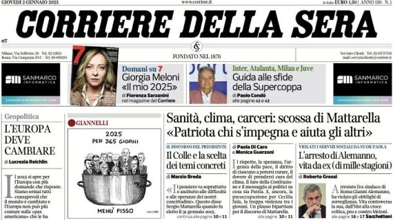 Corriere della Sera: "Inter, Atalanta, Milan e Juve: guida alle sfide di Supercoppa"