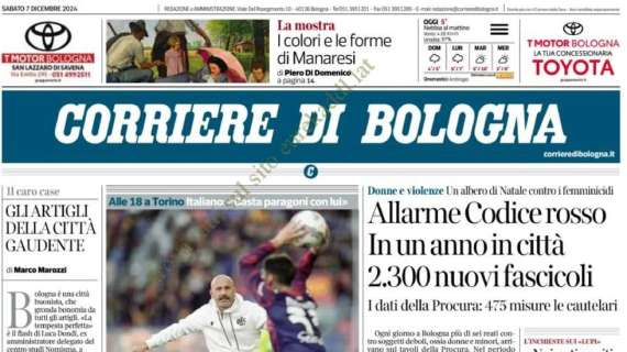 Corriere di Bologna in prima pagina sui rossoblù: "Assalto a Thiago Motta"