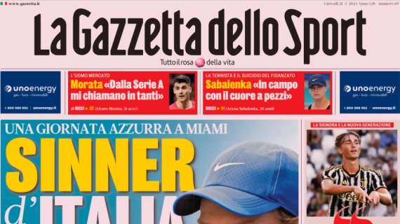 La prima pagina di oggi de La Gazzetta dello Sport sull'Italia: "Caccia agli eurogol"