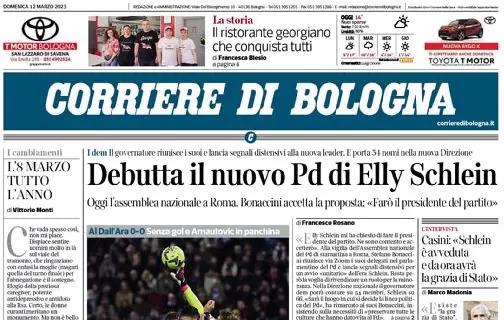 Il Corriere di Bologna in apertura: "Il Bologna imbriglia la Lazio e torna in corsa per l'Europa"