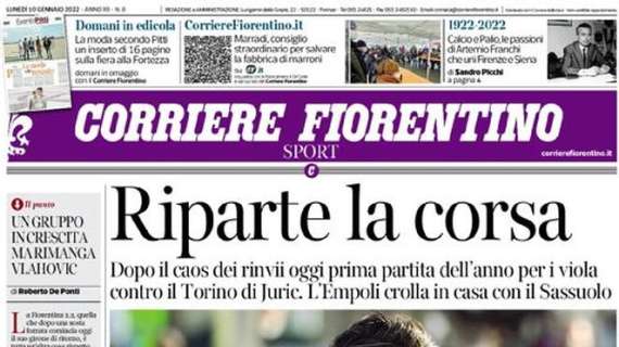 Oggi c’è Torino-Fiorentina, il Corriere Fiorentino in prima pagina: “Riparte la corsa”