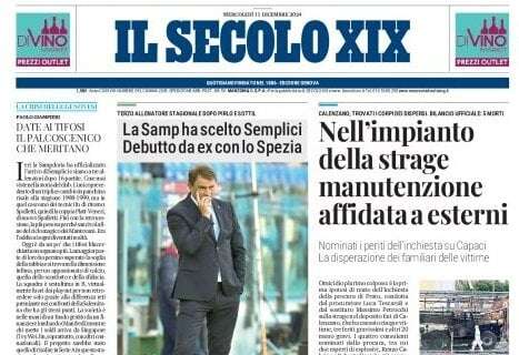 Il Secolo XIX recita: "La Samp ha scelto Semplici, debutto da ex con lo Spezia"