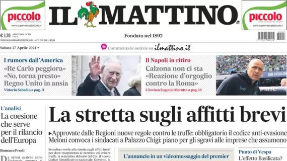 Il Mattino apre con la richiesta di Calzona: "Napoli, reazione d'orgoglio contro la Roma"