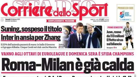 L'apertura del Corriere dello Sport: "Roma-Milan è già calda"