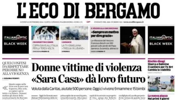 L'Eco di Bergamo in prima pagina sulla Dea: "Atalanta seconda a -1 dal Napoli"