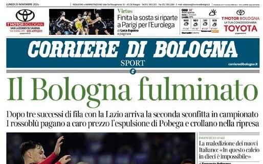 Il Corriere di Bologna in prima pagina: "Seconda sconfitta in campionato per i rossoblu"